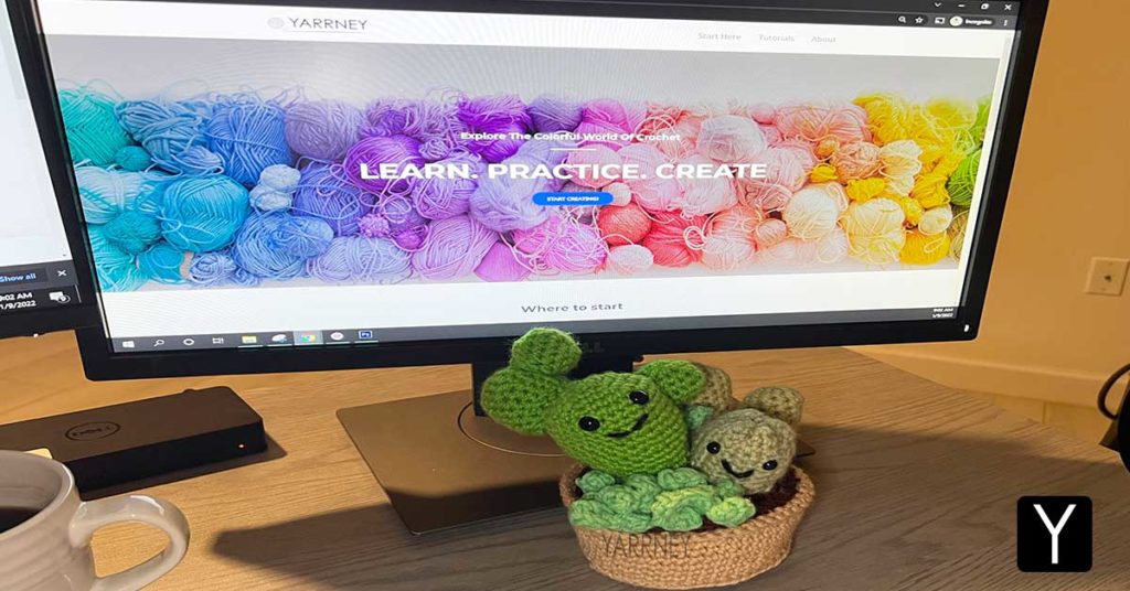 Add your crochet cactus to your desk.