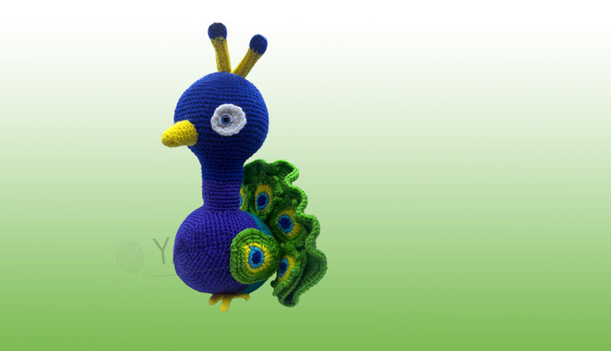 Crochet amigurumi peacock