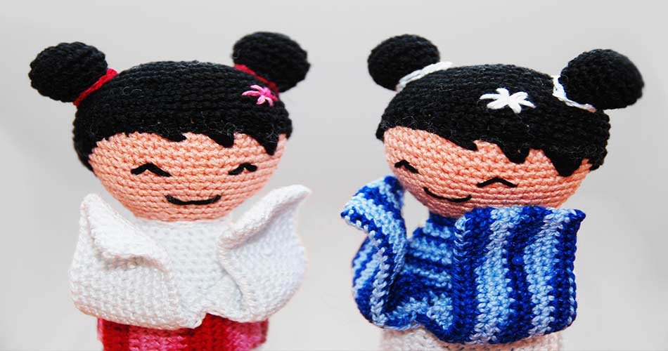 Cute amigurumi dolls from crochet class.